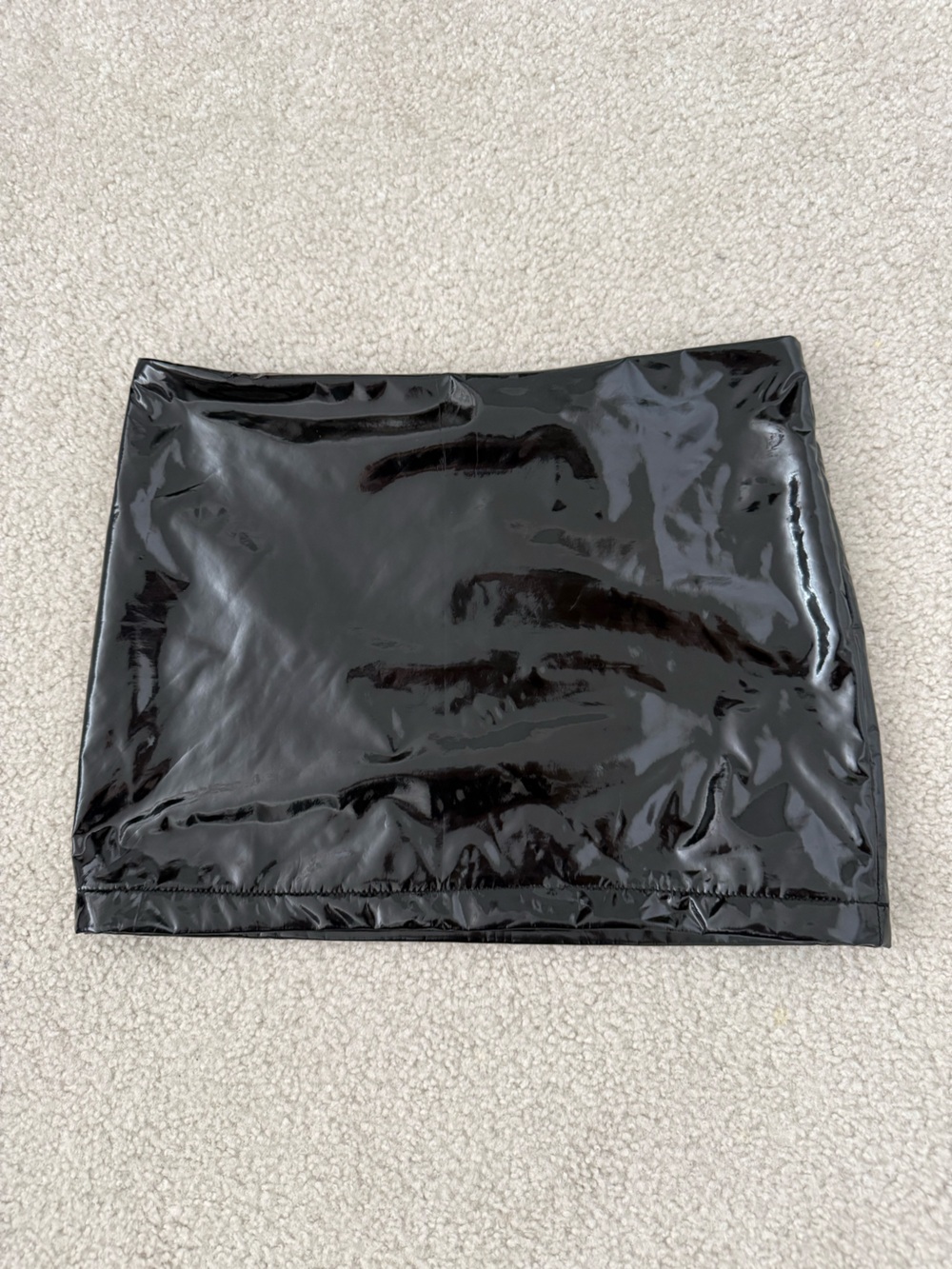 Edikted Black Patent Mini Skirt - High Shine Faux Leather